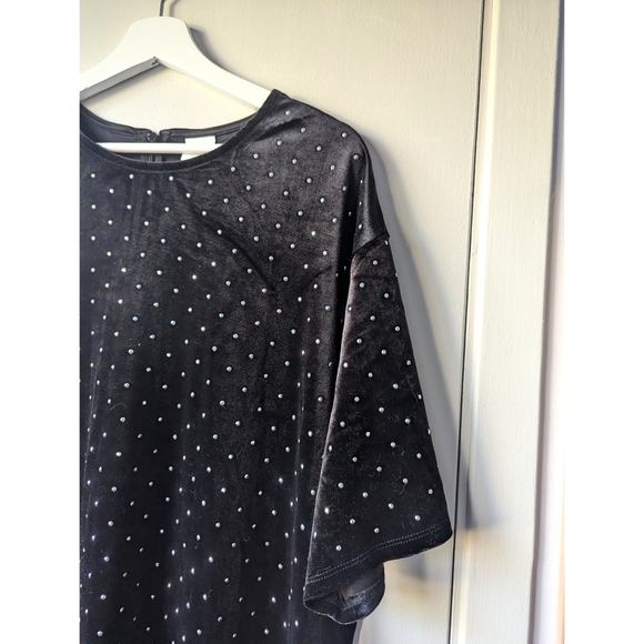H&M Black Velvet Silver Studded Dress - Picture 3 of 6